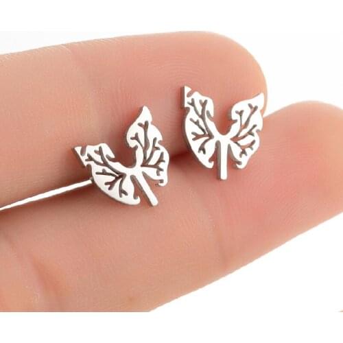 Punk Lungs Earrings Women Anatomy Skeleton Gold Jewelry Anatomical Human Stud Earring New Medical Doctor Nurse Jewelry Gift