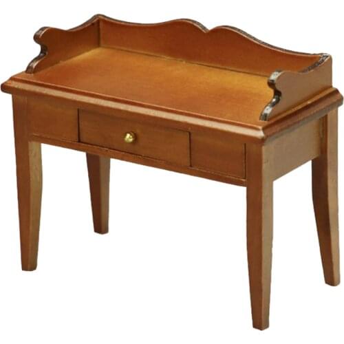 1/12 Doll House Handmade Shabby Vintage Retro Wood Table Study Desk Modern Furniture Model Life Scene Accessory Toys