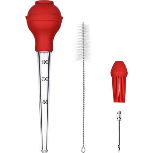 1SET BBQ Meat Marinade Flavour Injector Syringe Sauce Seasoning Gadget Needle with Cleaning Brush PJ 003