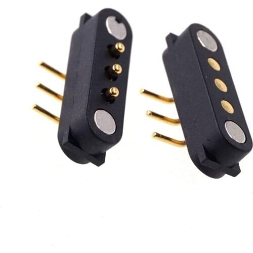 1 Pair Magnet Attraction Spring Loaded Pogo Pin Connector 3 Position Grid 2.54MM Horizontal Male Female Probe Power Charge