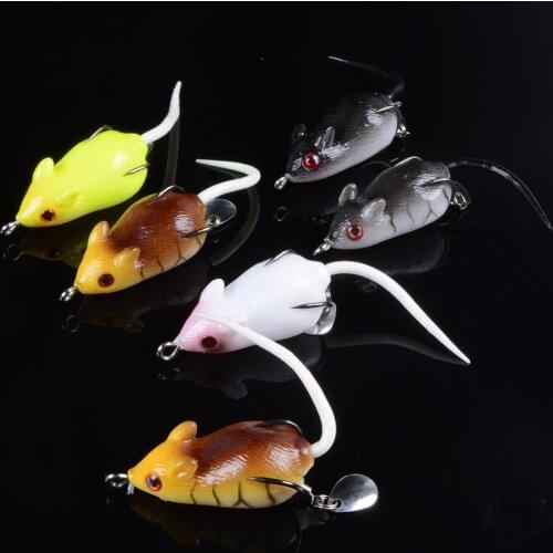 1pcs Soft Mouse Bait Bells Sound 6cm 10.5g fishing lure Frog Silicon Fishing Lure Minnow Artificial Set Sea Swim Bait 3D Eyes