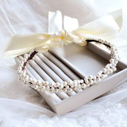 2021 Handmade Simulated Pearls Flower Crown Hair Garland Head Wreath Elegant Stylish Pearl Headband