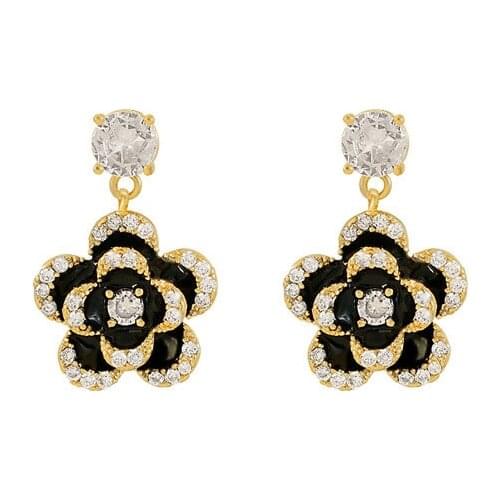 2021 South Korea New Exquisite Retro Metal Camellia Pearl Earrings Temperament Simple Versatile Earrings Female Jewelry