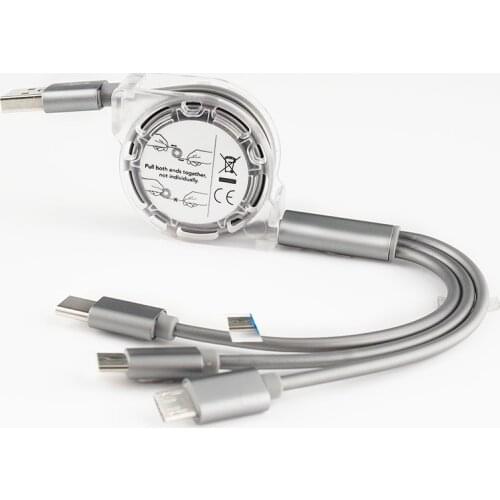 3 in 1 charge line One drag three telescopic data line for iphone TYPE-C three-in-one charging line multi-function fast charge