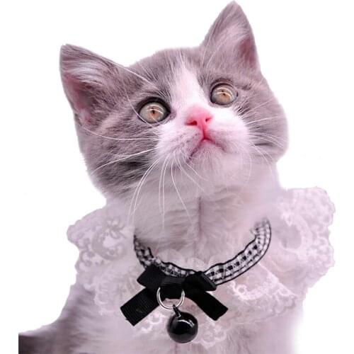 Puppy Pet Accessories Dogs rabbits and rabbits handmade photo lace bow bells collars saliva towel neck circumf