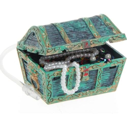 69HC Treasure Chest Shaped Aquarium Air Action Ornament Fish Tank Aquascaping Decor