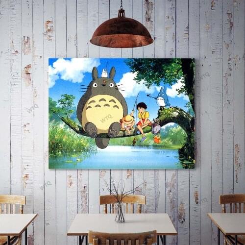 WTQ Anime Poster My Neighbor Totoro Miyazaki Manga Movie Canvas Painting Wall Decor Wall Art Picture Room Decor Home Decor