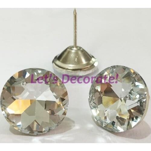 Free shipping 50PCS/LOT 25mm/30mm Clear Color Diamond Crystal Glass Tacks/ Decoration Nails/ Sofa Decoration Buttons