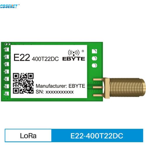 LoRa Spread Spectrum SX1262 22dBm 433MHz 470MHz Wireless Module Long Range 5.5km Small Size CDSENET E22-400T22DC