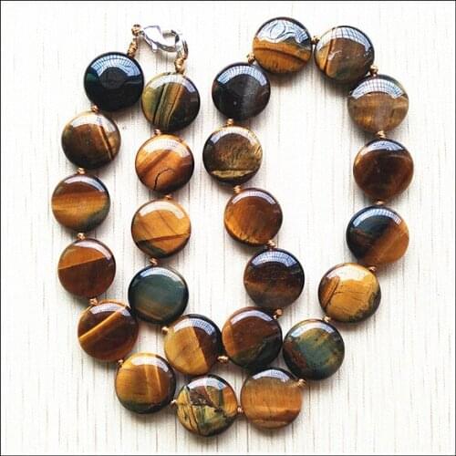 1PC Natural Tiger Eye Stone Round Shape Beads Pendants & Necklace Jewelry Gem Stone Strings 48cm length Rose Quartz Carnelian