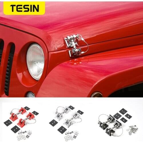 TESIN Retro Style Car Exterior Lock Hood Latch Catch Decoration Engine Cover Protect for Jeep Wrangler JK 2007-2017 Accessories