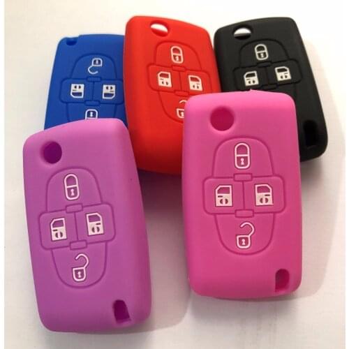 4 Buttons Flip Floding Funda Silicon Remote Key Fob Case For Peugeot 1007 For Citroen C8 Shell Fob Keyless