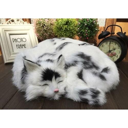 Big simulation natural colour cat toy polyethylene & furs sleeping cat model about 29x31x10cm 1644