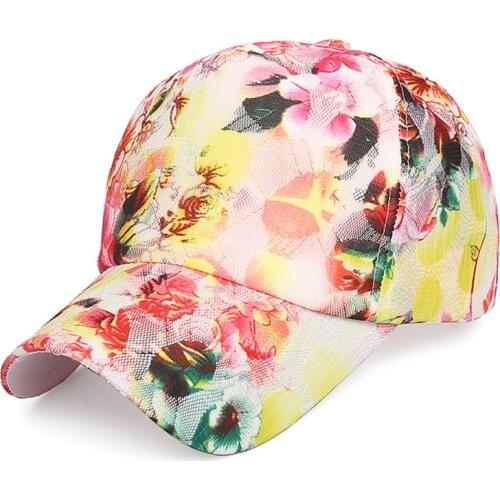Summer Unisex lace floral print women Baseball Caps Breathable Mesh Snapback Hats fashion Trucker Hats Cap Female