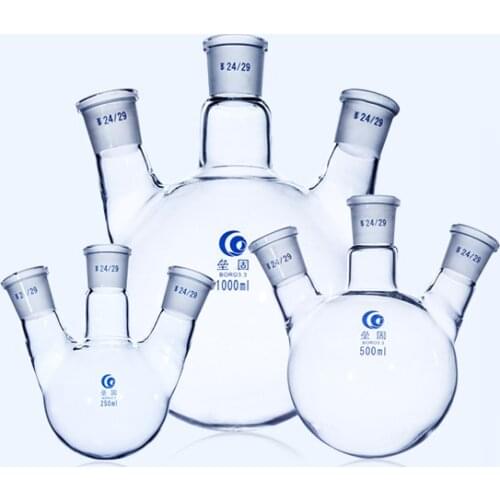 1PCS 50ml 100ml 250ml 500ml 1000ml 2000ml Lab Glass Round bottom Boiling Flask with three bever necks for Distillation