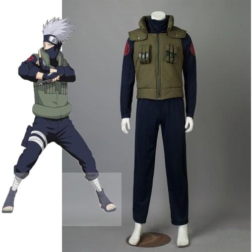 Hatake Kakashi Naruto Cosplay Costumes Anime Show Uniform Ninja Clothing Halloween Costume Set For Men Vest Top Pants