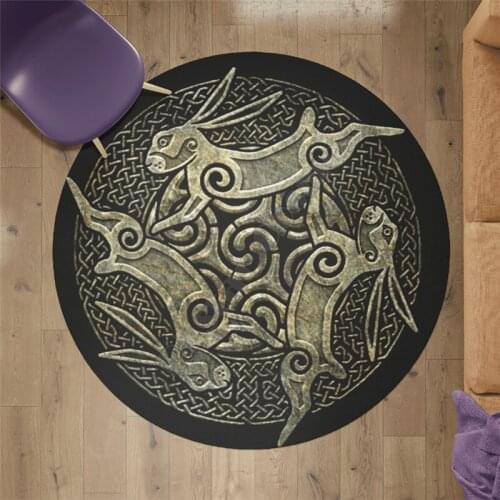 Viking Circle Rug Round shape Floor Mat 3D Printed Rug Non-slip Mat Dining Living Room Soft Bedroom Carpet 07