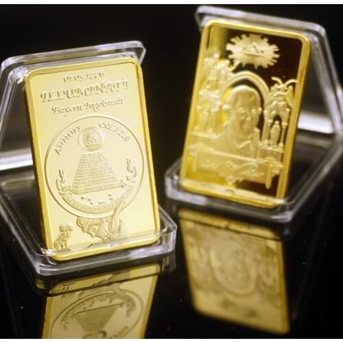 Masonic Freemason 24K Gold Clad Bullion Bar Gold Bar Coin Gifts