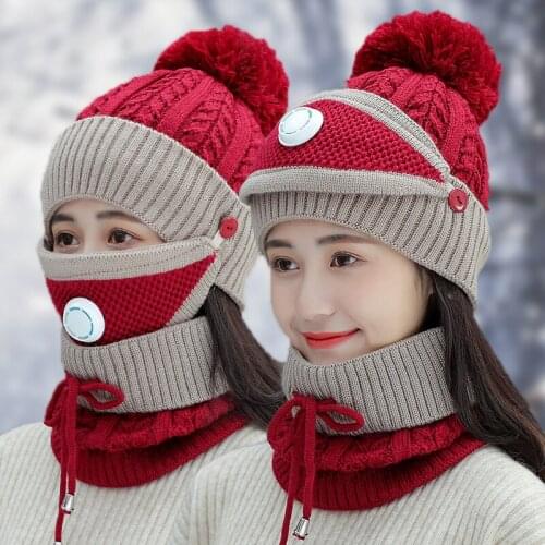 Multipurpose Woman Winter Soft Knitting Wool Plush Warmer Ear Cap Scarf Mask Adjustable Elastic повязка на голову Windproof Hat