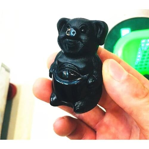Natural obsidian quartz pig hand-carved crystal polishing stone healing stone DIY home decoration