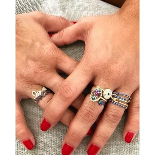 New Luxury band ring for women girl full US size 5 6 7 8 Gold Color paved colorful Oval cz trendy classic fashion jewelry 2019