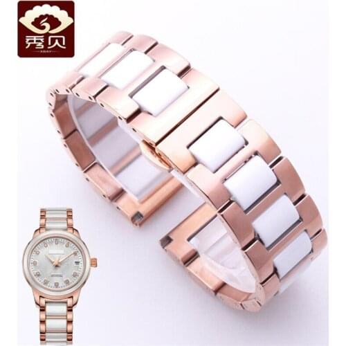 New Ceramic with Solid Steel Watchband Common Used Bracelet 14 16 18 20 22mm For Casio Guess Watch Men Women Free Shipping Stock