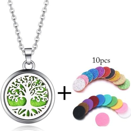 Tree of Life Stainless Steel Pendant Necklace Aromatherapy Essential Oil Diffuser Locket Perfume Jewelry Customer-specific link