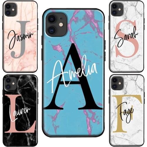 PERSONALIZED CUSTOM MARBLE INITIAL NAME Case For iPhone 11 Pro Max XS X XR 6S 7 8 Plus SE 2020 For iPhone 12 Pro Max mini Coque