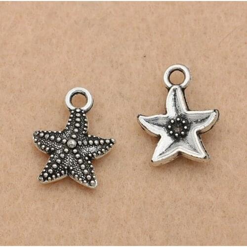 10pcs Antique Silver Plated Starfish Charm Zinc Alloy Pendant for Jewelry Making Necklace Accessories Handmade 16x12mm