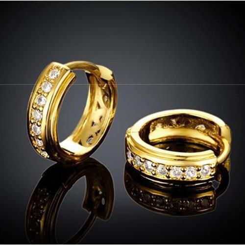 Simple Zircon Round Earrings Gold Plated Circle Earrings For Women Earing Jewelry Noble Fashion Earring Crystal Earings Kolczyki