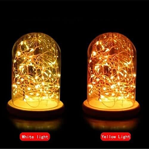 LED luxury bell jar dome with fairy lights table lamp Christmas decoration yellow lights