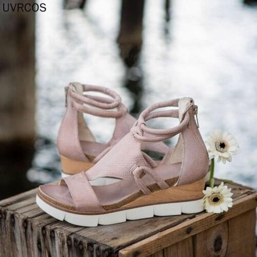Women Sandals Zipper Platform Wedges Open Toe Solid Color Hollow Out Ladies Shoes Summer New Fashion Casual Female Footwear