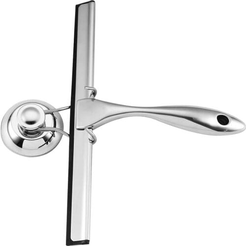 Stainless Steel Bathroom Squeegee Glass Window Wiper With Suction Hook For Mirror Tiles Car Surface Cleaning