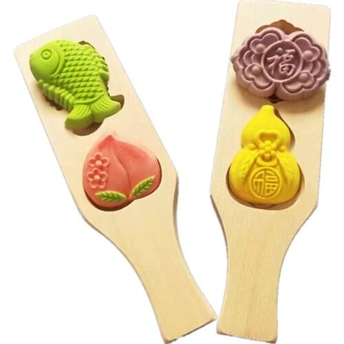 Gourd Peach Wooden Moon Cake Mold Pastry Baking Tool for Making Mung Bean Mould