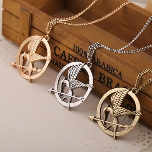DUTRIEUX Vintage Fashion New Hot Movie Hunger Games Necklace Bird Eagle Animal Arrow Logo Pendant Jewelry For Men Women