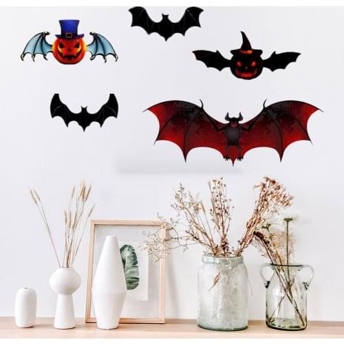 Bright Color 2 Set Fashion Halloween Realistic Bat Wall Sticker Nice-looking Wall Sticker Lightweight for Living Room