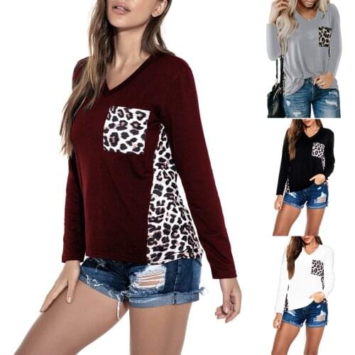 Autumn Amazon new cross-border womens loose large-size leopard print long-sleeve T-shirt shirt women graphic tee