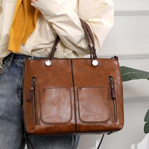 Female Top-Handle Bags Main Brand Handbags Vintage Womens Hand Bags Double Pocket Designers Luxury Handbags Shoulder Bags