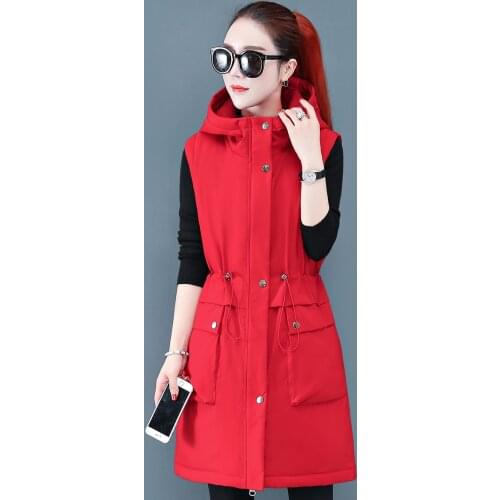 Autumn Winter Cotton Vest Women Ladies Casual Waistcoat Female Sleeveless Long Vest Jacket women Loose Fit Warm Simple Coat