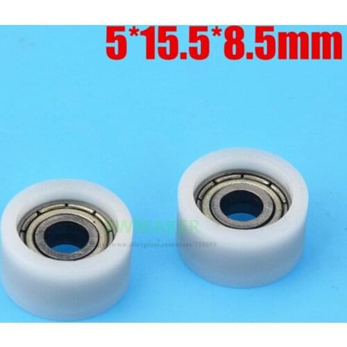 1pcs 5*15.5*8.5mm F flat wheel, rubber bearing, pulley, small wheel