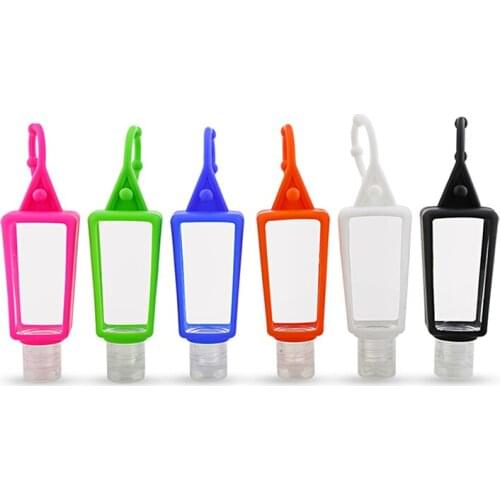 1pc Hand Sanitizer Empty Split Bottle with Silicone Case Portable Hanging Hand Gel Holder for Travel Outdoor Camping 30ml Bottle