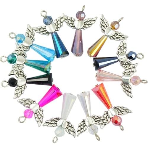 12 Angel Heart Wings Charms Dangle Pendants For Earring Jewelry Making Craft