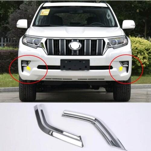 2pcs For Toyota Land Cruiser Prado FJ150 2018-2020 Front bumper fog lamp eyebrow frame Trim Decor strips Car Accessories