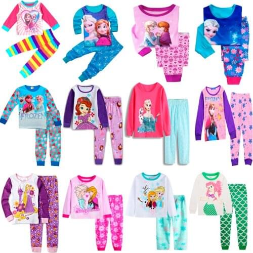 2021 childrens girls Elsa Anna clothes frozen childrens long sleeve Pajamas Set childrens girls autumn Pajamas Set clothes