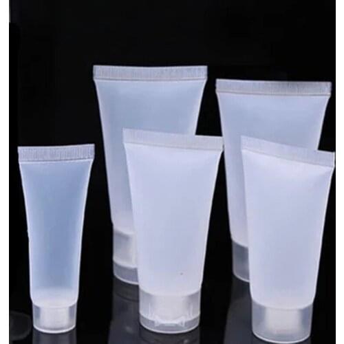 50pcs/lot 5ml 10ml 15ml 20ml 30ml 50ml 100ml Clear Plastic Soft Tubes Empty Cosmetic Cream Emulsion Lotion Packaging Containers