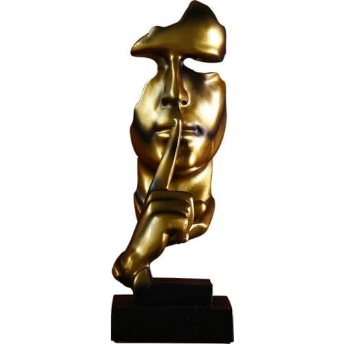 Abstract Sculpture Statue Ornament Silence Is Gold Furnishings Retro Resin Office Home Accessories Crafts Ornaments Figurines