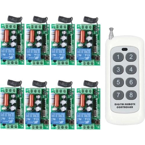 AC 220 V 1CH 10A Relay RF Wireless Remote Control Switch Wireless Light Switch ; 8PCS Receiver + 1000m Transmitter