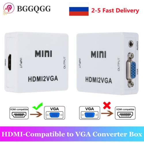BGGQGG Original HD 1080P MINI HDMI to VGA Converter With Audio HDMI 2 VGA Video Adapter Box Adapter For Xbox360 PC DVD PS3 PS4