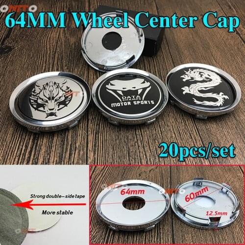 Accessorie Dragon Wolf DATA logo Badge 20PCS/SET 64mm Chrome Wheel Center Cap Wheel Rim Hubcap Covers Dust-proof Car Styling