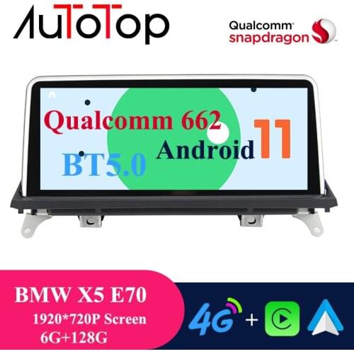 AUTOTOP 2 Din Android 11 Autoradio Carplay for BMW X5 E70 X6 E71 2007-2013 CCC CIC 6G+128G BT 5.0 GPS Navig4G Wifi Android Auto
